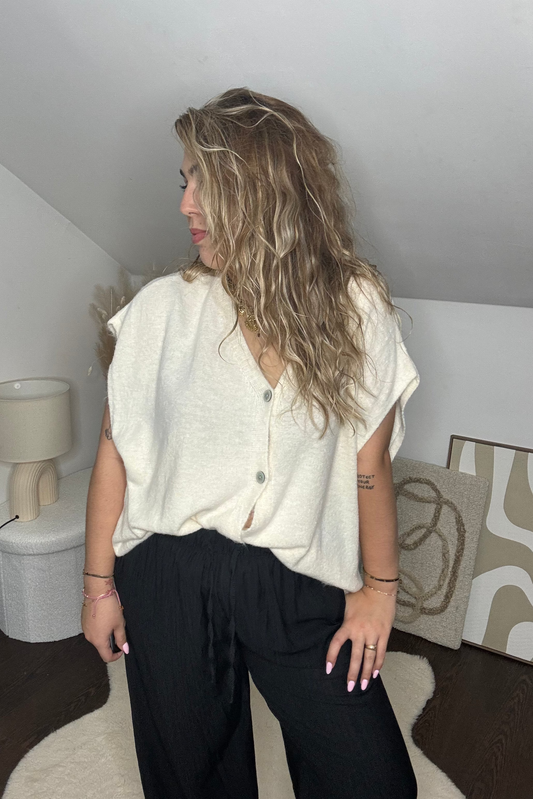 PULL ZÉA SANS MANCHES BLANC